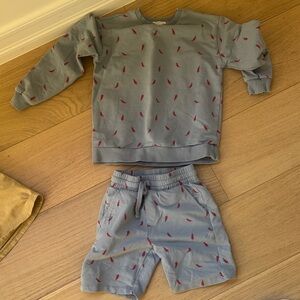 Miles the label Sweatshirt and Shorts Set with Red chilli pepper Accents